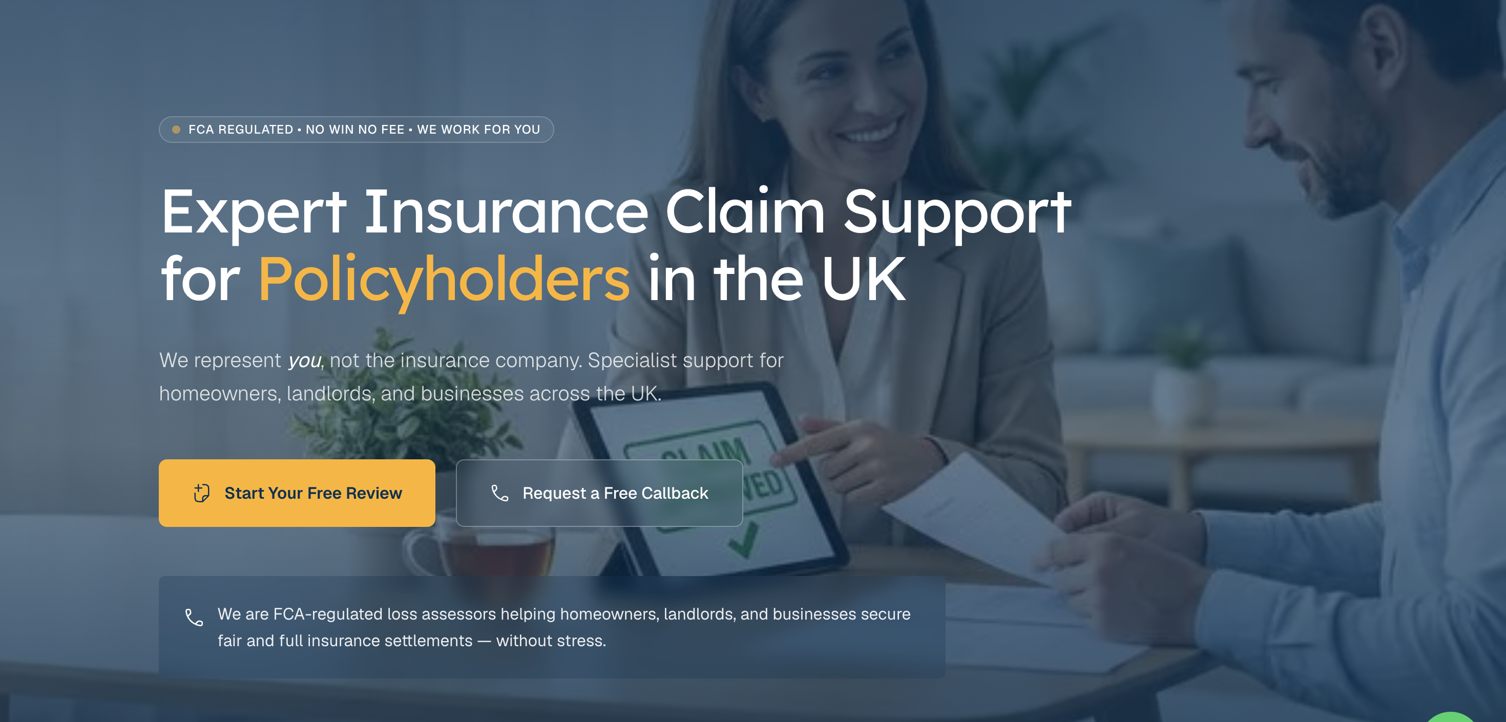 Insurance Claim Help website project cover